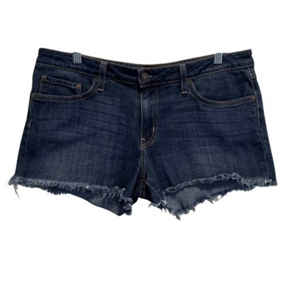 Just Black Denim Cutoff Shorts Dark Wash Frayed Hem Size 32 USA Made